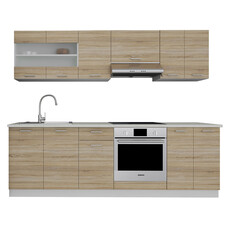 ebuy24 Esilo keukenopstelling , modulekeuken 240 cm wit, eik decor.