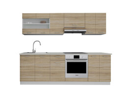 ebuy24 Esilo keukenopstelling , modulekeuken 240 cm wit, eik decor.