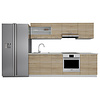 ebuy24 Esilo keukenopstelling , modulekeuken 240 cm wit, eik decor.