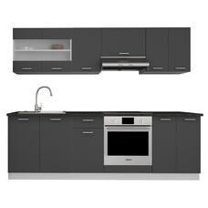 ebuy24 Esilo keukenopstelling , modulekeuken 240 cm wit, grijs.