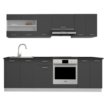 ebuy24 Esilo keukenopstelling , modulekeuken 240 cm wit, grijs.