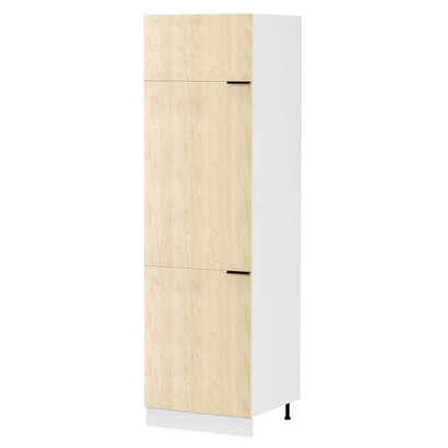 ebuy24 Fasola keuken hoge kast 60 cm 3 deuren eik decor, wit.