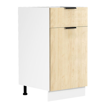 ebuy24 Fasola keuken onderkast 40 cm 1 deur, 1 lade eik decor, wit.