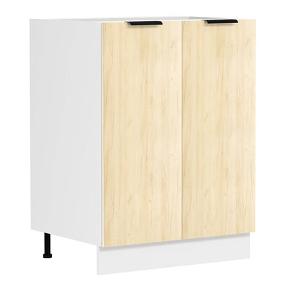 ebuy24 Fasola keuken onderkast 60 cm 2 deuren eik decor, wit.