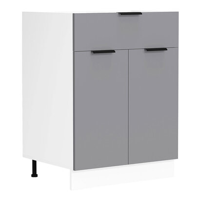 ebuy24 Fasola keuken onderkast 60 cm 2 deuren, 1 lade antracietgrijs, wit.