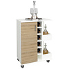 ebuy24 Esilo keukenmodule op wielen 1 deur, 2 planken, 6 wijnplanken eik decor, wit.