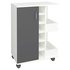 ebuy24 Esilo keukenmodule op wielen 1 deur, 2 planken, 6 wijnplanken antracietgrijs, wit.
