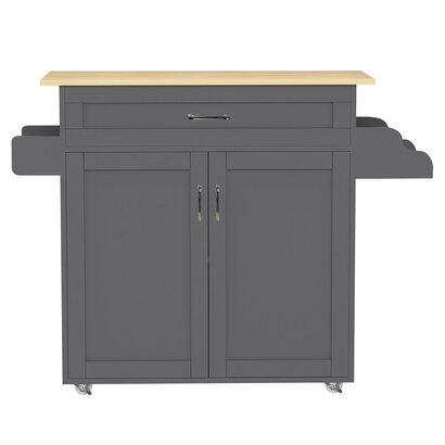 ebuy24 Pastano keukenmodule op wielen 2 deuren, 1 lade antracietgrijs, eik decor.