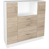 ebuy24 Esilo keuken planken, rekken kast  2 deuren, 2 laden, 1 plank eik decor, wit.
