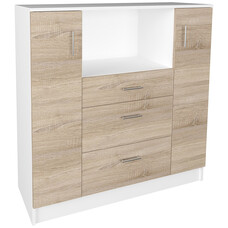 ebuy24 Esilo keuken planken, rekken kast  2 deuren, 2 laden, 1 plank eik decor, wit.