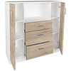 ebuy24 Esilo keuken planken, rekken kast  2 deuren, 2 laden, 1 plank eik decor, wit.
