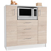 ebuy24 Esilo keuken planken, rekken kast  2 deuren, 2 laden, 1 plank eik decor, wit.