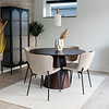 ebuy24 Bolton eethoek eetkamertafel Ø120cm donker bruin en 4 Maceda stoel beige.