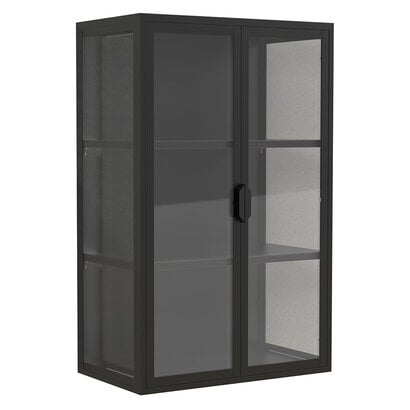 ebuy24 FlokasVL vitrinekast wandmontage 2 deuren zwart.