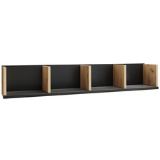 ebuy24 Honsa wandkast wandmontage 4 planken zwart, eik decor.