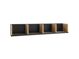 ebuy24 Honsa wandkast wandmontage 4 planken zwart, eik decor.