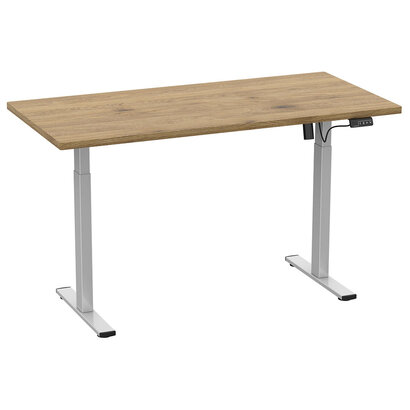 ebuy24 LonaE bureau elektrische hef- en daalfunctie 110x50x71-120cm eik decor, zilverkleurig.