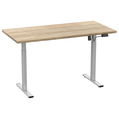 ebuy24 LonaE bureau elektrische hef- en daalfunctie 140x50x71-120cm eik decor, zilverkleurig.