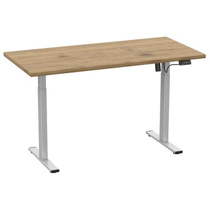 ebuy24 LonaE bureau elektrische hef- en daalfunctie 140x80x71-120cm eik decor, zilverkleurig.