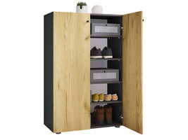 ebuy24 LonaXL5DT schoenenkast 2 deuren antraciet, eik decor.