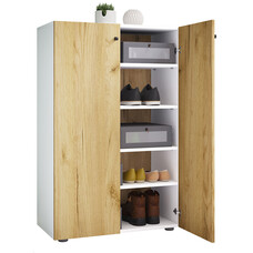 ebuy24 LonaXL5DT schoenenkast 2 deuren wit, eik decor.