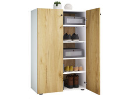 ebuy24 LonaXL5DT schoenenkast 2 deuren wit, eik decor.