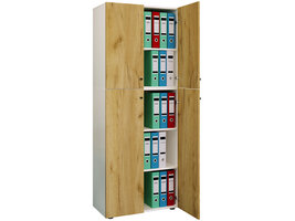 ebuy24 LonaXXL5DT kantoorkast 4 deuren wit, eik decor.