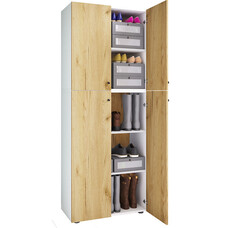 ebuy24 LonaXXL5DT schoenenkast 4 deuren wit, eik decor.