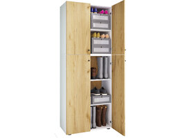 ebuy24 LonaXXL5DT schoenenkast 4 deuren wit, eik decor.