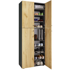 ebuy24 LonaXXL9DT schoenenkast 4 deuren antraciet, eik decor.