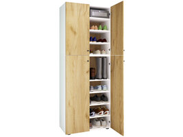 ebuy24 LonaXXL9DT schoenenkast 4 deuren wit, eik decor.