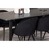 ebuy24 Malaga eethoek eetkamertafel 90x200cm donkergrijs en 6 Skagen stoel velours zwart.