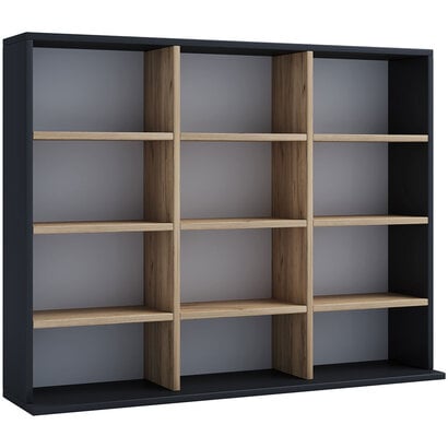 ebuy24 MegosaL wandkast 12 planken zwart, eik decor.