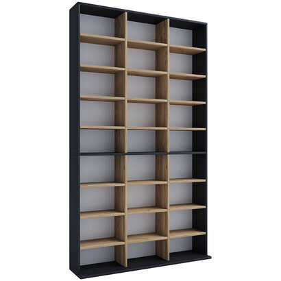 ebuy24 MegosaXL wandkast 27 planken antraciet, eik decor.