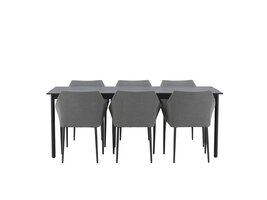 ebuy24 Modena tuinmeubelset tafel 200x100cm, 6 stoelen Spoga, zwart,grijs.