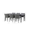 ebuy24 Modena tuinmeubelset tafel 200x100cm, 6 stoelen Spoga, zwart,grijs.