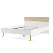 ebuy24 Napoli bed 140 x 190 cm wit en eiken decor.