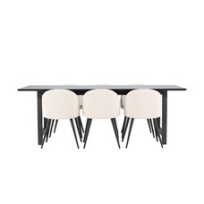 ebuy24 Oslo eethoek eetkamertafel 100x220cm zwart en 6 Skagen stoel fluweel beige.