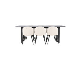 ebuy24 Oslo eethoek eetkamertafel 100x220cm zwart en 6 Skagen stoel fluweel beige.