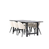 ebuy24 Oslo eethoek eetkamertafel 100x220cm zwart en 6 Skagen stoel fluweel beige.