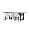 ebuy24 Oslo eethoek eetkamertafel 100x220cm zwart en 6 Skagen stoel velours beige.