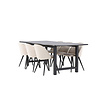 ebuy24 Oslo eethoek eetkamertafel 100x220cm zwart en 6 Skagen stoel velours beige.