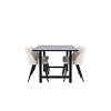 ebuy24 Oslo eethoek eetkamertafel 100x220cm zwart en 6 Skagen stoel velours beige.
