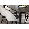 ebuy24 Oslo eethoek eetkamertafel 100x220cm zwart en 6 Skagen stoel velours grijs.