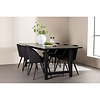 ebuy24 Oslo eethoek eetkamertafel 100x220cm zwart en 6 Skagen stoel velours zwart.