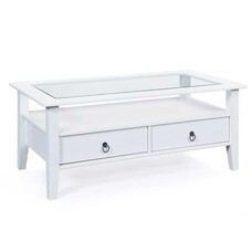 ebuy24 Pall salontafel 2 lades, 1 plank wit.