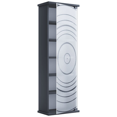 ebuy24 TilanoM vitrinekast CD, DVD 6 planken 1 deur antraciet.