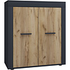 ebuy24 Usilo dressoir 2 deuren antraciet, eik decor.