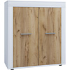 ebuy24 Usilo dressoir 2 deuren wit, eik decor.