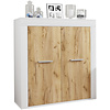 ebuy24 Usilo dressoir 2 deuren wit, eik decor.